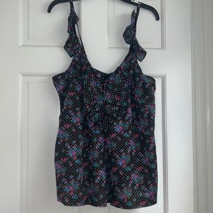 Juicy Couture size 12 blouse in black with pink and blue flowers spaghetti strap